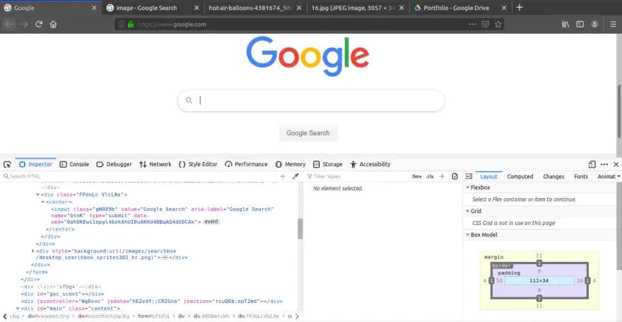 developer tools attribute value