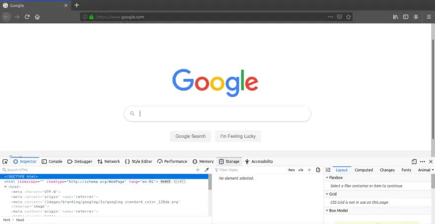 developer tools no button