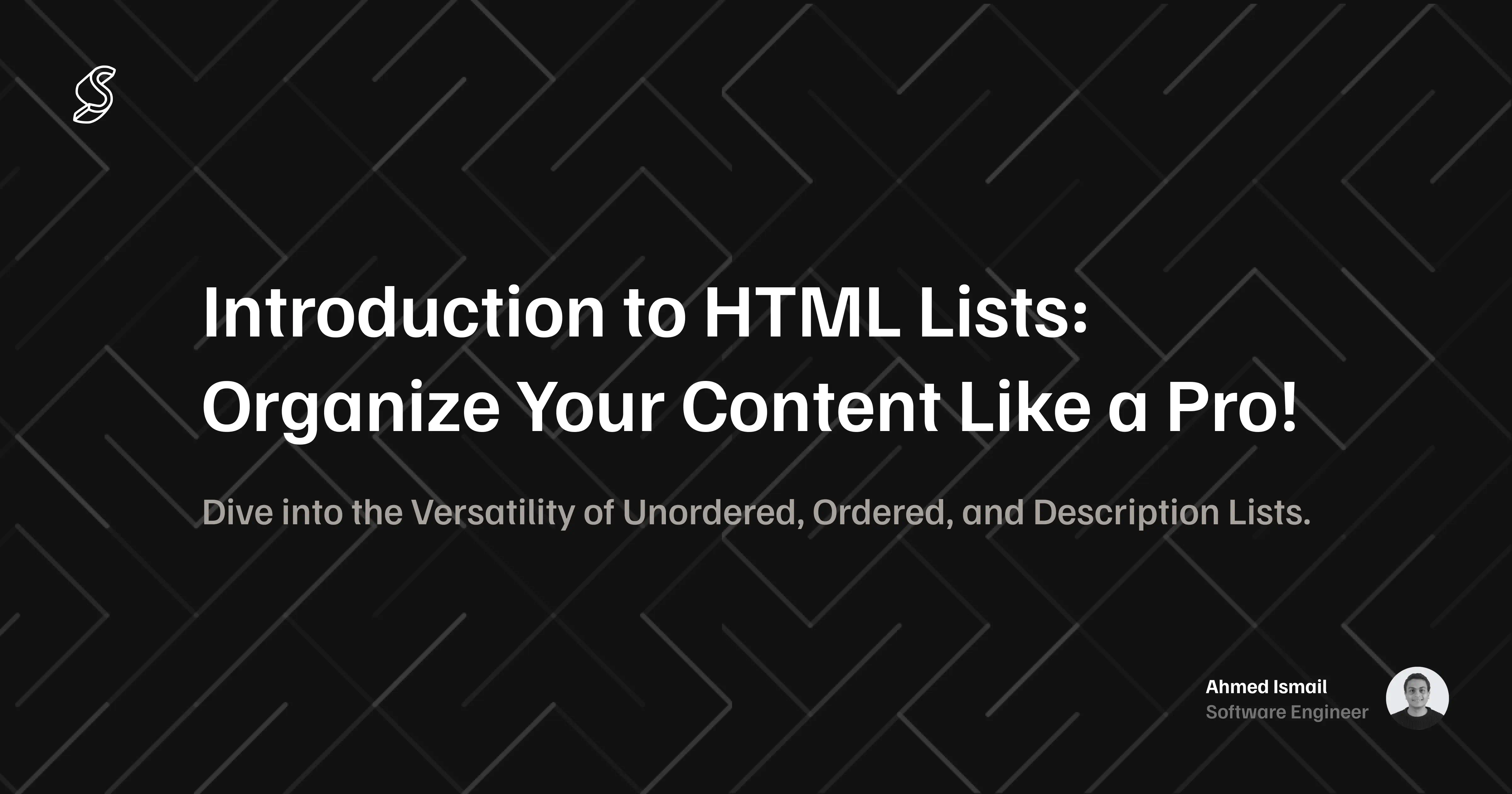 cover image for the post Introduction to HTML Lists: Organize Your Content Like a Pro!